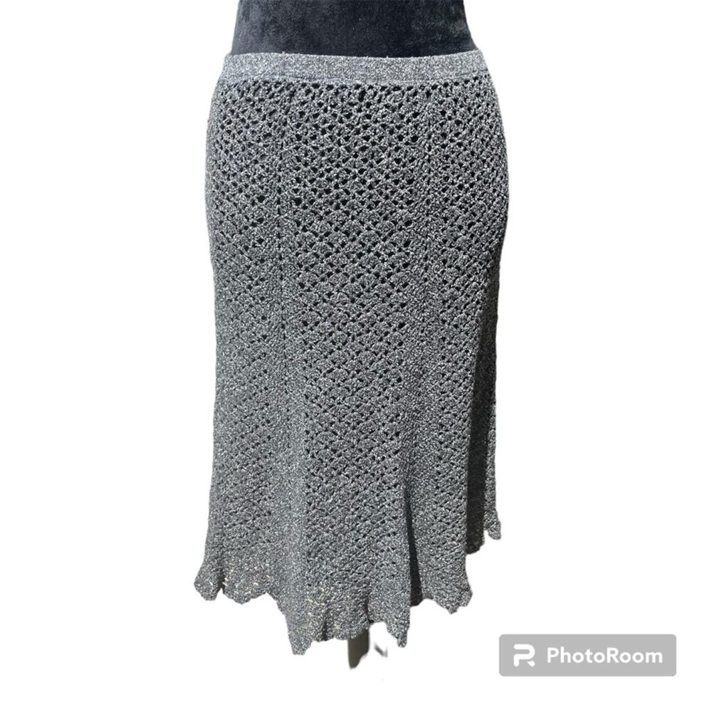 CYNTHIA Cynthia Steffe Knitted A Line Skirt Sz M Gray Romantic Boho